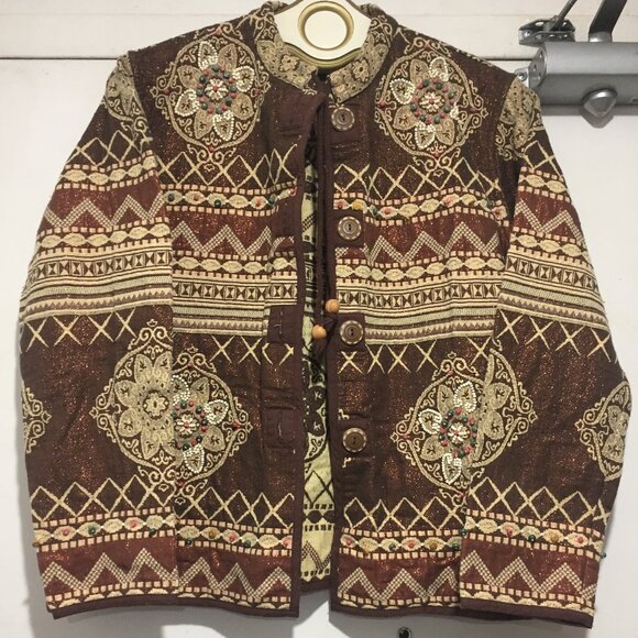 VINTAGE FLASHBACK PATTERN EMBELLISHED JACKETS SIZE S - Picture 4 of 9